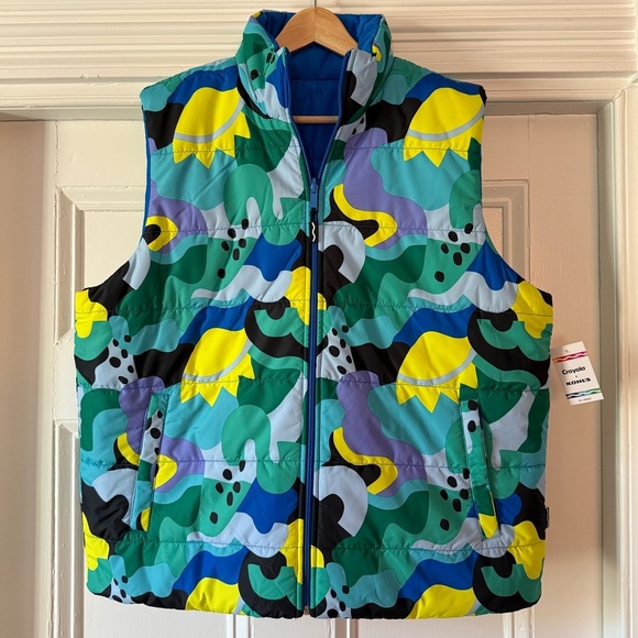 Crayola Jackets & Blazers - NWT Crayola Kohl’s Collab Colorful Patterned  Reversible Puffer Vest Unisex XL